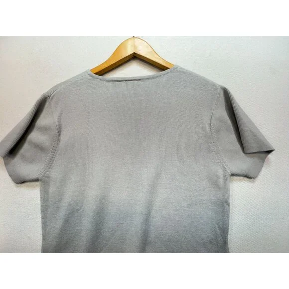 Vintage Tailor B. Moss Womens Knit Short Sleeve T-Shirt Sze L Gray Casual Summer - Picture 10 of 10